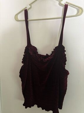 wild fable Burgundy Velvet Ruffle Cami